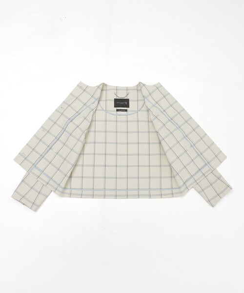 MACKINTOSH LONDON(マッキントッシュ ロンドン)の「【WEB・一部店舗限定】ポリエステルリネンチェックジャケット(ノーカラージャケット・レディース・ベージュ・38)」の10枚目の写真