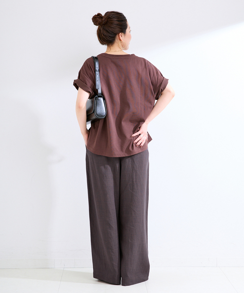 B.C STOCK(ベーセーストック)の「手洗い可 / リネンブレンドストレートパンツ(その他パンツ・レディース・ブラウン/ベージュ・FREE)」の5枚目の写真
