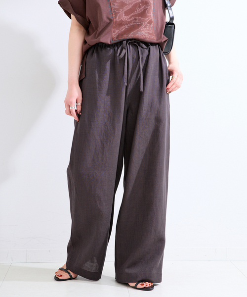 B.C STOCK(ベーセーストック)の「手洗い可 / リネンブレンドストレートパンツ(その他パンツ・レディース・ブラウン/ベージュ・FREE)」の6枚目の写真