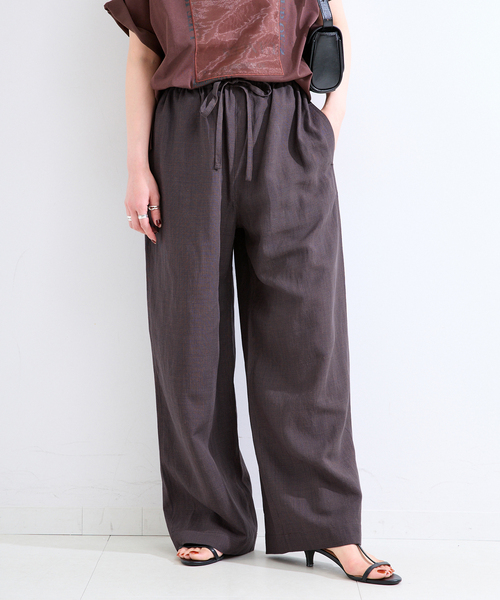 B.C STOCK(ベーセーストック)の「手洗い可 / リネンブレンドストレートパンツ(その他パンツ・レディース・ブラウン/ベージュ・FREE)」の7枚目の写真