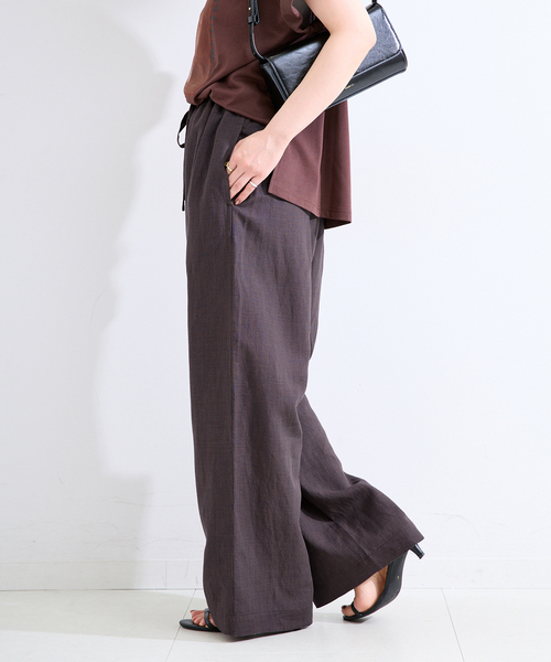 B.C STOCK(ベーセーストック)の「手洗い可 / リネンブレンドストレートパンツ(その他パンツ・レディース・ブラウン/ベージュ・FREE)」の8枚目の写真