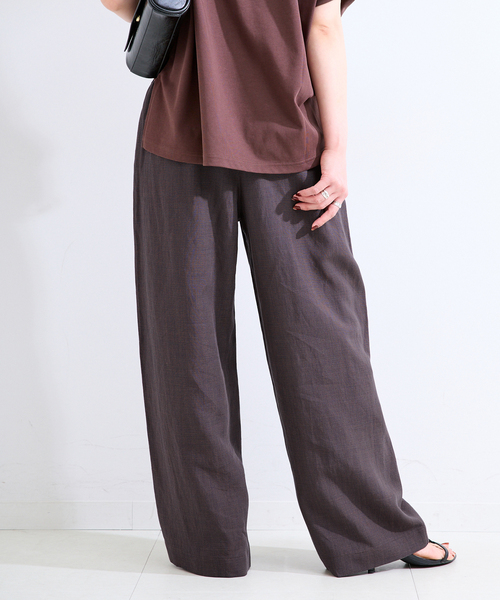 B.C STOCK(ベーセーストック)の「手洗い可 / リネンブレンドストレートパンツ(その他パンツ・レディース・ブラウン/ベージュ・FREE)」の9枚目の写真