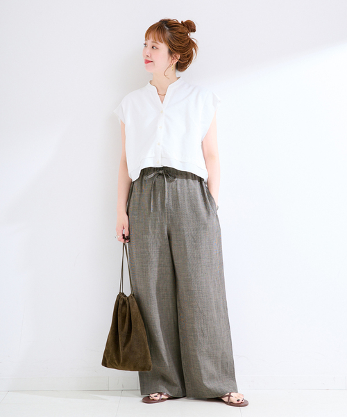 B.C STOCK(ベーセーストック)の「手洗い可 / リネンブレンドストレートパンツ(その他パンツ・レディース・ブラウン/ベージュ・FREE)」の10枚目の写真