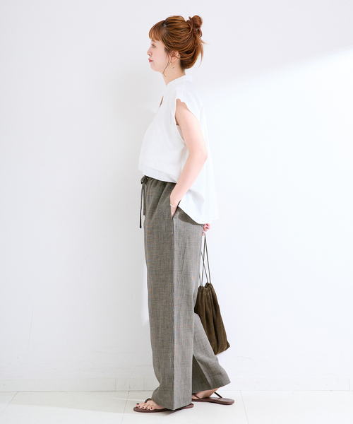 B.C STOCK(ベーセーストック)の「手洗い可 / リネンブレンドストレートパンツ(その他パンツ・レディース・ブラウン/ベージュ・FREE)」の11枚目の写真