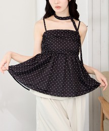 チョーカー付きペプラムベアキャミ