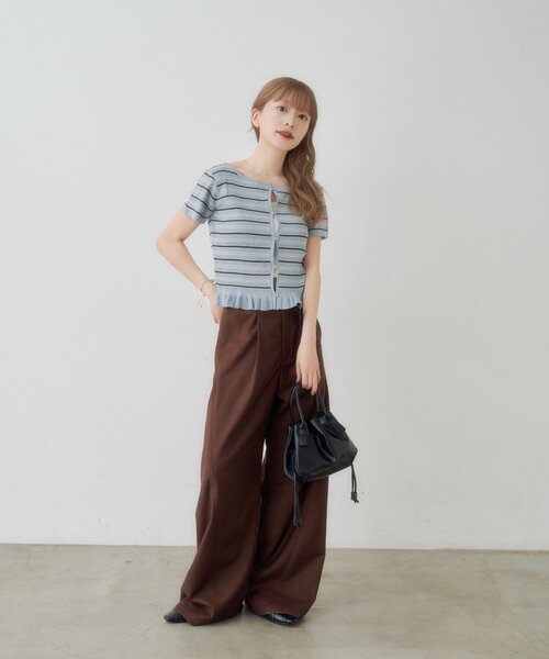 Kastane(カスタネ)の「アイレットボーダーカーディガン(カーディガン/ボレロ・レディース・ネイビー/サックスブルー/アイボリー・FREE)」の14枚目の写真