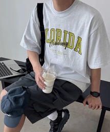 NOWLE（ノウル）の「【NOWLE】FLORIDA アーチロゴ カレッジプリント 半袖 Tシャツ / レイヤードロゴ（Tシャツ/カットソー）」