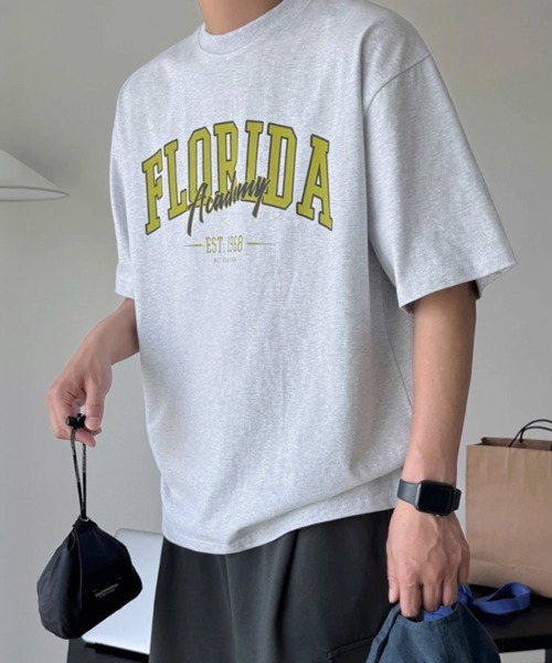 NOWLE（ノウル）の「【NOWLE】FLORIDA アーチロゴ カレッジプリント 半袖 Tシャツ / レイヤードロゴ（Tシャツ/カットソー・メンズ・アッシュ・X-LARGE/LARGE/MEDIUM）」の9枚目の写真