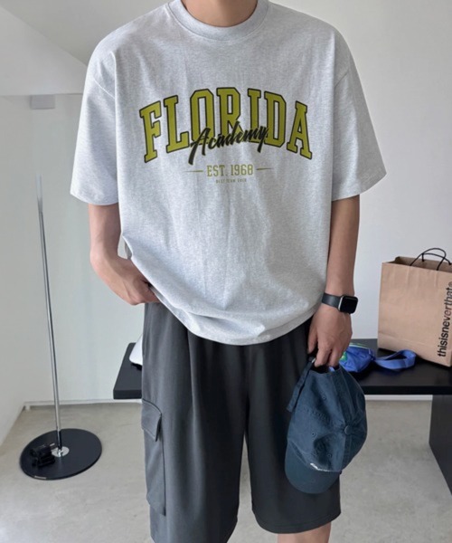 NOWLE（ノウル）の「【NOWLE】FLORIDA アーチロゴ カレッジプリント 半袖 Tシャツ / レイヤードロゴ（Tシャツ/カットソー・メンズ・アッシュ・X-LARGE/LARGE/MEDIUM）」の10枚目の写真