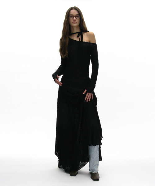 PARTIMENTO WOMEN（パルティメントウィメン）の「シアーレースタイネックマキシドレス_ブラック（ワンピース・レディース・ブラック・MEDIUM/SMALL）」の4枚目の写真