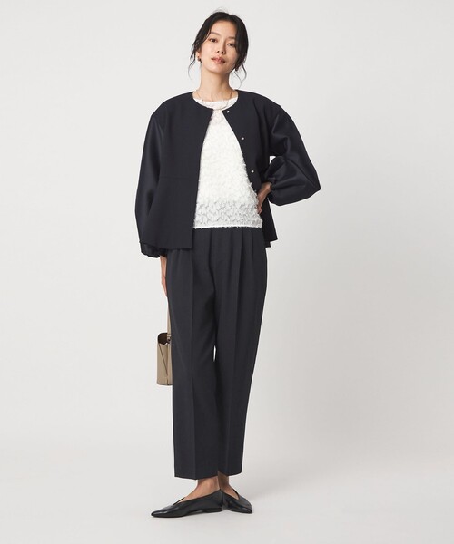 green label relaxing（グリーンレーベルリラクシング）の「fleurie(フルリー) テーパード パンツ（スラックス・レディース・ダークブラウン/ネイビー・40/38/36）」の4枚目の写真