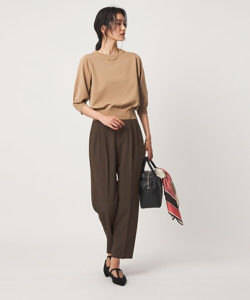 green label relaxing（グリーンレーベルリラクシング）の「fleurie(フルリー) テーパード パンツ（スラックス・レディース・ダークブラウン/ネイビー・40/38/36）」の8枚目の写真