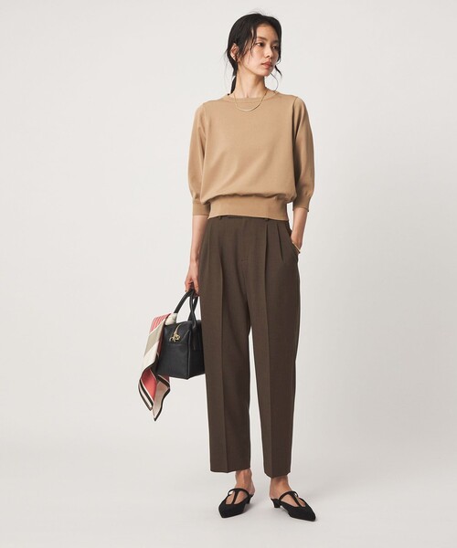 green label relaxing（グリーンレーベルリラクシング）の「fleurie(フルリー) テーパード パンツ（スラックス・レディース・ダークブラウン/ネイビー・40/38/36）」の9枚目の写真