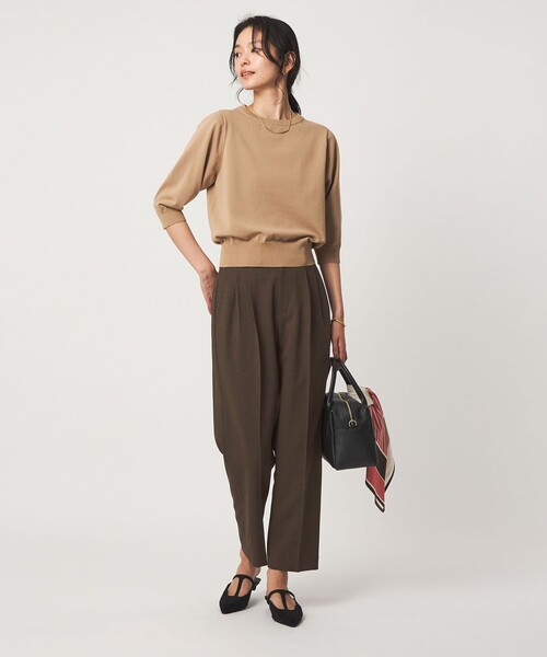 green label relaxing（グリーンレーベルリラクシング）の「fleurie(フルリー) テーパード パンツ（スラックス・レディース・ダークブラウン/ネイビー・40/38/36）」の10枚目の写真