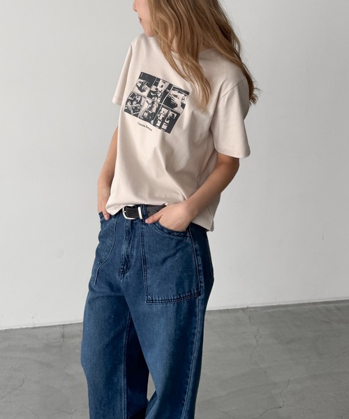 CANAL JEAN（キャナルジーン）の「Lakey Park　転写プリントTシャツ（Tシャツ/カットソー・レディース・ホワイト/ベージュ・ONE SIZE）」の6枚目の写真
