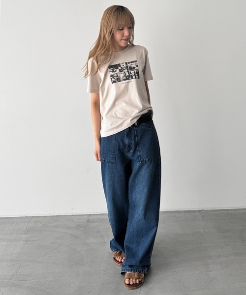 CANAL JEAN（キャナルジーン）の「Lakey Park　転写プリントTシャツ（Tシャツ/カットソー・レディース・ホワイト/ベージュ・ONE SIZE）」の8枚目の写真