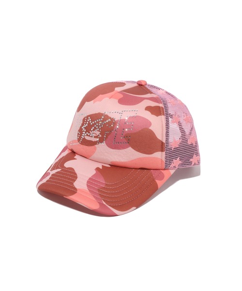 A BATHING APE(アベイシングエイプ)の「1ST CAMO CRYSTAL STONE BAPE STA LOGO MESH CAP(キャップ・レディース・グリーン/ピンク・FREE)」の2枚目の写真