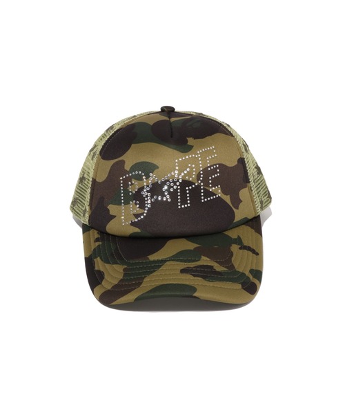 A BATHING APE(アベイシングエイプ)の「1ST CAMO CRYSTAL STONE BAPE STA LOGO MESH CAP(キャップ・レディース・グリーン/ピンク・FREE)」の3枚目の写真