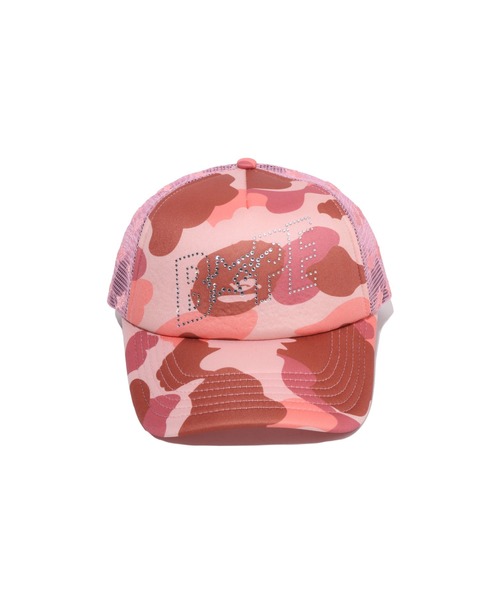 A BATHING APE(アベイシングエイプ)の「1ST CAMO CRYSTAL STONE BAPE STA LOGO MESH CAP(キャップ・レディース・グリーン/ピンク・FREE)」の4枚目の写真