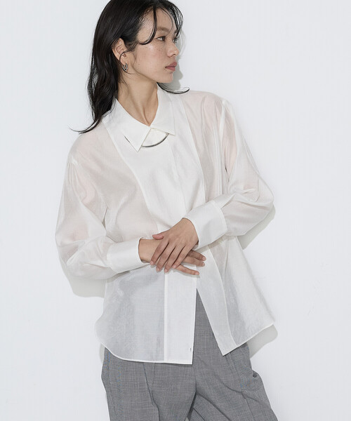 COMME CA(コムサ)の「〔 Sサイズ 〕 シアーキュプラシルク シャツ(シャツ/ブラウス・レディース・ブラウン・5号)」の3枚目の写真