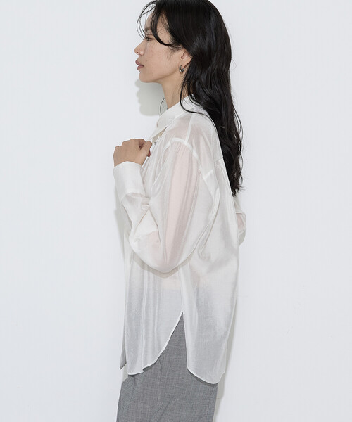 COMME CA(コムサ)の「〔 Sサイズ 〕 シアーキュプラシルク シャツ(シャツ/ブラウス・レディース・ブラウン・5号)」の4枚目の写真