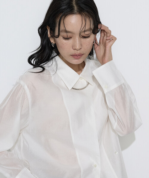 COMME CA(コムサ)の「〔 Sサイズ 〕 シアーキュプラシルク シャツ(シャツ/ブラウス・レディース・ブラウン・5号)」の6枚目の写真