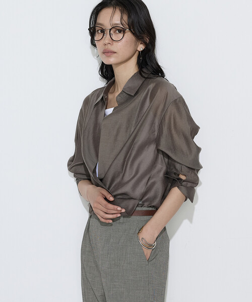 COMME CA(コムサ)の「〔 Sサイズ 〕 シアーキュプラシルク シャツ(シャツ/ブラウス・レディース・ブラウン・5号)」の11枚目の写真