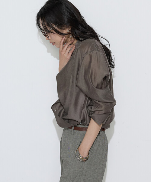 COMME CA(コムサ)の「〔 Sサイズ 〕 シアーキュプラシルク シャツ(シャツ/ブラウス・レディース・ブラウン・5号)」の12枚目の写真