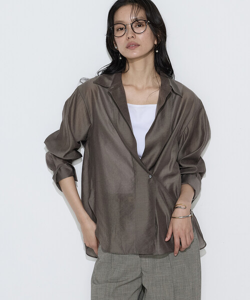 COMME CA(コムサ)の「〔 Sサイズ 〕 シアーキュプラシルク シャツ(シャツ/ブラウス・レディース・ブラウン・5号)」の14枚目の写真