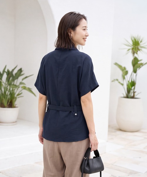 STYLE DELI（スタイルデリ）の「【LUXE】ウエストマークシワ加工シャツジャケット（シャツ/ブラウス・レディース・ホワイト/ネイビー/カーキ・FREE）」の6枚目の写真