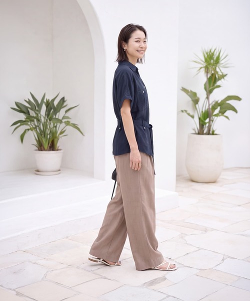 STYLE DELI（スタイルデリ）の「【LUXE】ウエストマークシワ加工シャツジャケット（シャツ/ブラウス・レディース・ホワイト/ネイビー/カーキ・FREE）」の7枚目の写真