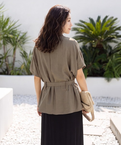 STYLE DELI（スタイルデリ）の「【LUXE】ウエストマークシワ加工シャツジャケット（シャツ/ブラウス・レディース・ホワイト/ネイビー/カーキ・FREE）」の12枚目の写真