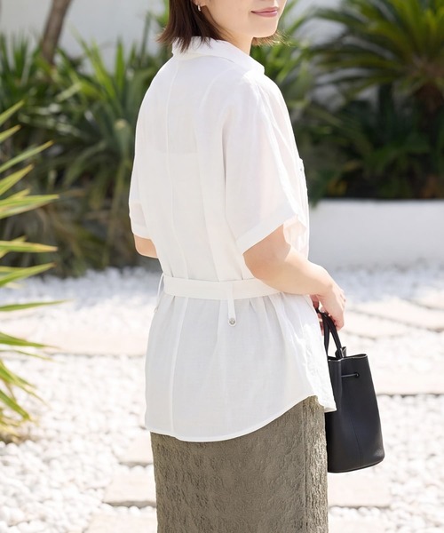 STYLE DELI（スタイルデリ）の「【LUXE】ウエストマークシワ加工シャツジャケット（シャツ/ブラウス・レディース・ホワイト/ネイビー/カーキ・FREE）」の14枚目の写真