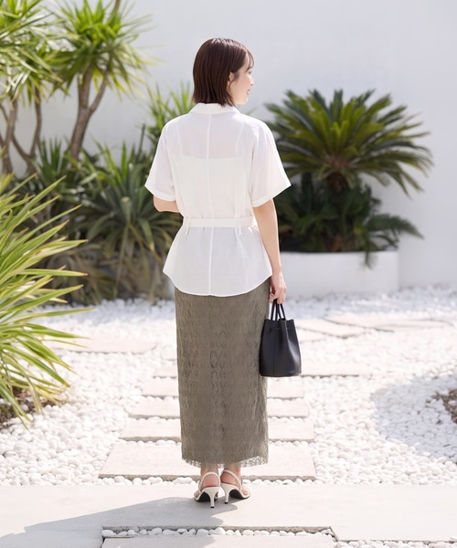 STYLE DELI（スタイルデリ）の「【LUXE】ウエストマークシワ加工シャツジャケット（シャツ/ブラウス・レディース・ホワイト/ネイビー/カーキ・FREE）」の16枚目の写真