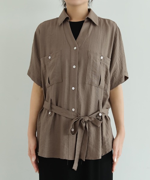 STYLE DELI（スタイルデリ）の「【LUXE】ウエストマークシワ加工シャツジャケット（シャツ/ブラウス・レディース・ホワイト/ネイビー/カーキ・FREE）」の17枚目の写真