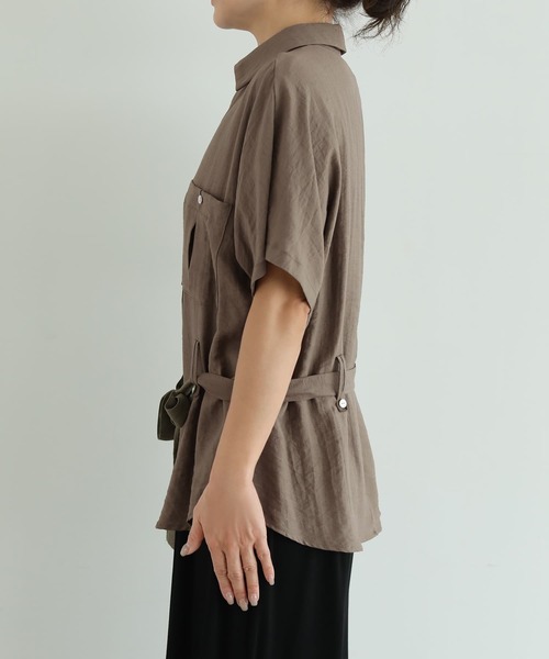 STYLE DELI（スタイルデリ）の「【LUXE】ウエストマークシワ加工シャツジャケット（シャツ/ブラウス・レディース・ホワイト/ネイビー/カーキ・FREE）」の18枚目の写真