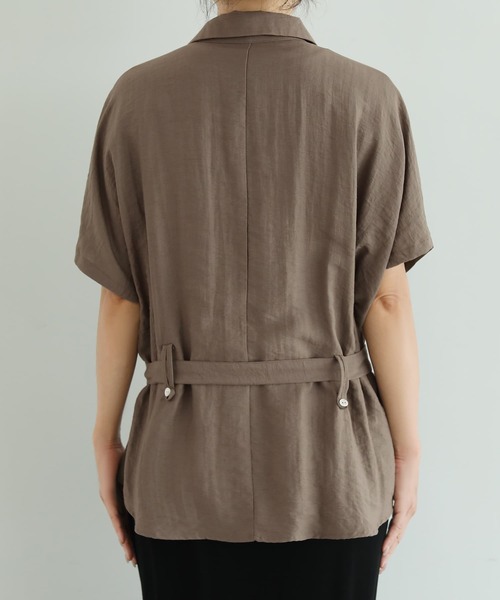 STYLE DELI（スタイルデリ）の「【LUXE】ウエストマークシワ加工シャツジャケット（シャツ/ブラウス・レディース・ホワイト/ネイビー/カーキ・FREE）」の19枚目の写真
