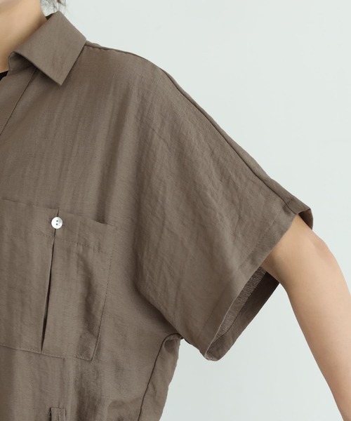 STYLE DELI（スタイルデリ）の「【LUXE】ウエストマークシワ加工シャツジャケット（シャツ/ブラウス・レディース・ホワイト/ネイビー/カーキ・FREE）」の22枚目の写真