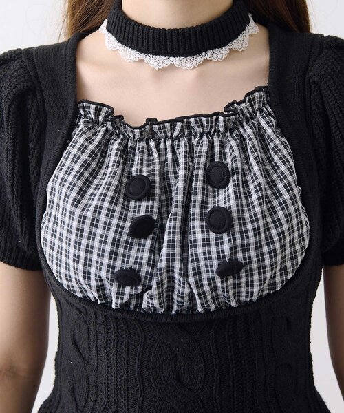 Belle Charme（ベルシャルム）の「【Belle Charme】Cable Knit Peplum Tops（ニット/セーター・レディース・ピンク/ブラック/ベージュ・FREE）」の7枚目の写真