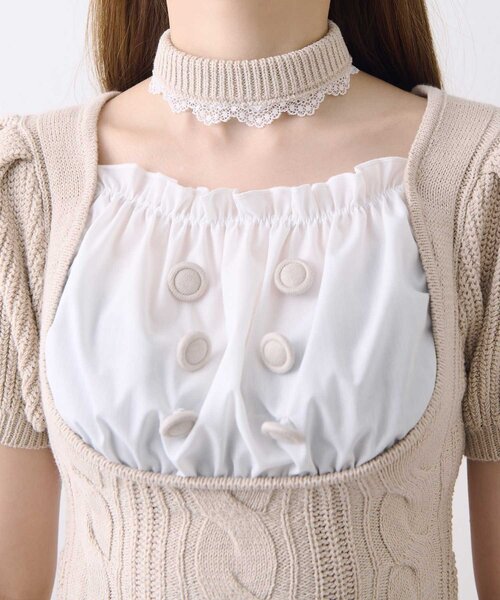 Belle Charme（ベルシャルム）の「【Belle Charme】Cable Knit Peplum Tops（ニット/セーター・レディース・ピンク/ブラック/ベージュ・FREE）」の16枚目の写真