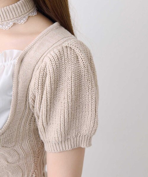 Belle Charme（ベルシャルム）の「【Belle Charme】Cable Knit Peplum Tops（ニット/セーター・レディース・ピンク/ブラック/ベージュ・FREE）」の18枚目の写真