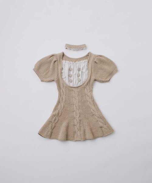 Belle Charme（ベルシャルム）の「【Belle Charme】Cable Knit Peplum Tops（ニット/セーター・レディース・ピンク/ブラック/ベージュ・FREE）」の20枚目の写真
