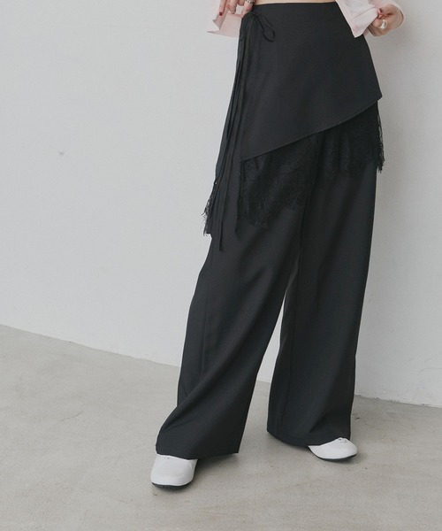 ad thie（アドティエ）の「レース ラップ スカート レイヤード パンツ（その他パンツ・レディース・グレー/ブラック・FREE）」の6枚目の写真