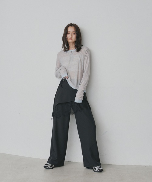 ad thie（アドティエ）の「レース ラップ スカート レイヤード パンツ（その他パンツ・レディース・グレー/ブラック・FREE）」の8枚目の写真