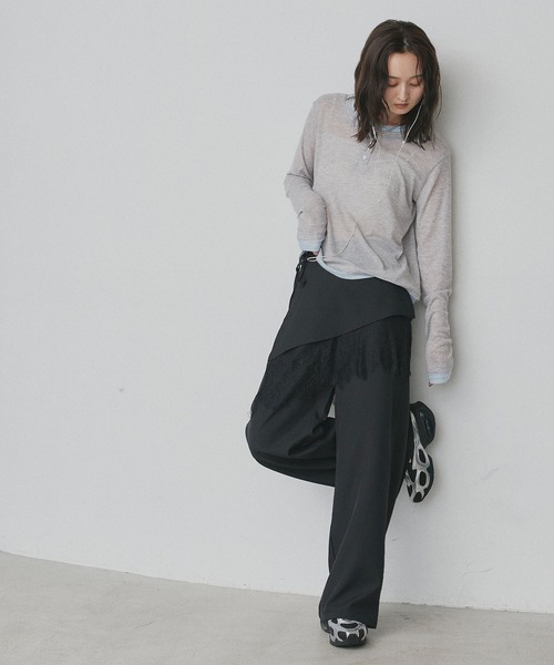 ad thie（アドティエ）の「レース ラップ スカート レイヤード パンツ（その他パンツ・レディース・グレー/ブラック・FREE）」の9枚目の写真