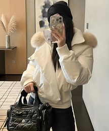 ファーフードショートジャケット