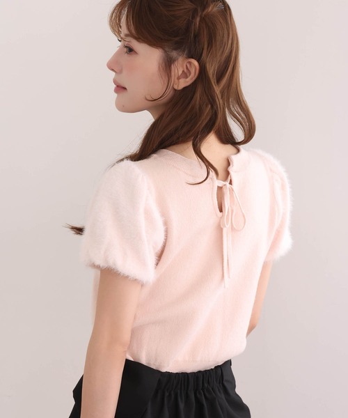 one after another NICE CLAUP(ワンアフターアナザーナイスクラップ)の「前後2way袖フェザー半袖ニット(ニット/セーター・レディース・ピンク/アイボリー/ベージュ系その他/ブラック系その他・FREE)」の4枚目の写真