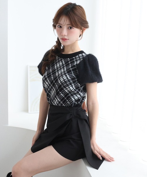 one after another NICE CLAUP(ワンアフターアナザーナイスクラップ)の「前後2way袖フェザー半袖ニット(ニット/セーター・レディース・ピンク/アイボリー/ベージュ系その他/ブラック系その他・FREE)」の15枚目の写真