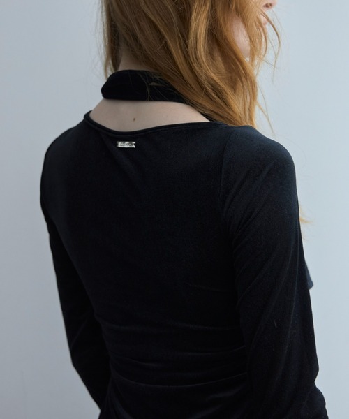 JOSE MOON(ジョゼムーン)の「SHEER VELOUR CHOKER TOPS/シアーベロアチョーカートップス(Tシャツ/カットソー・レディース・ブラック/ホワイト/ピンク・FREE)」の22枚目の写真