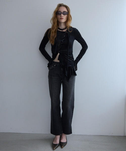 JOSE MOON(ジョゼムーン)の「SHEER VELOUR CHOKER TOPS/シアーベロアチョーカートップス(Tシャツ/カットソー・レディース・ブラック/ホワイト/ピンク・FREE)」の19枚目の写真
